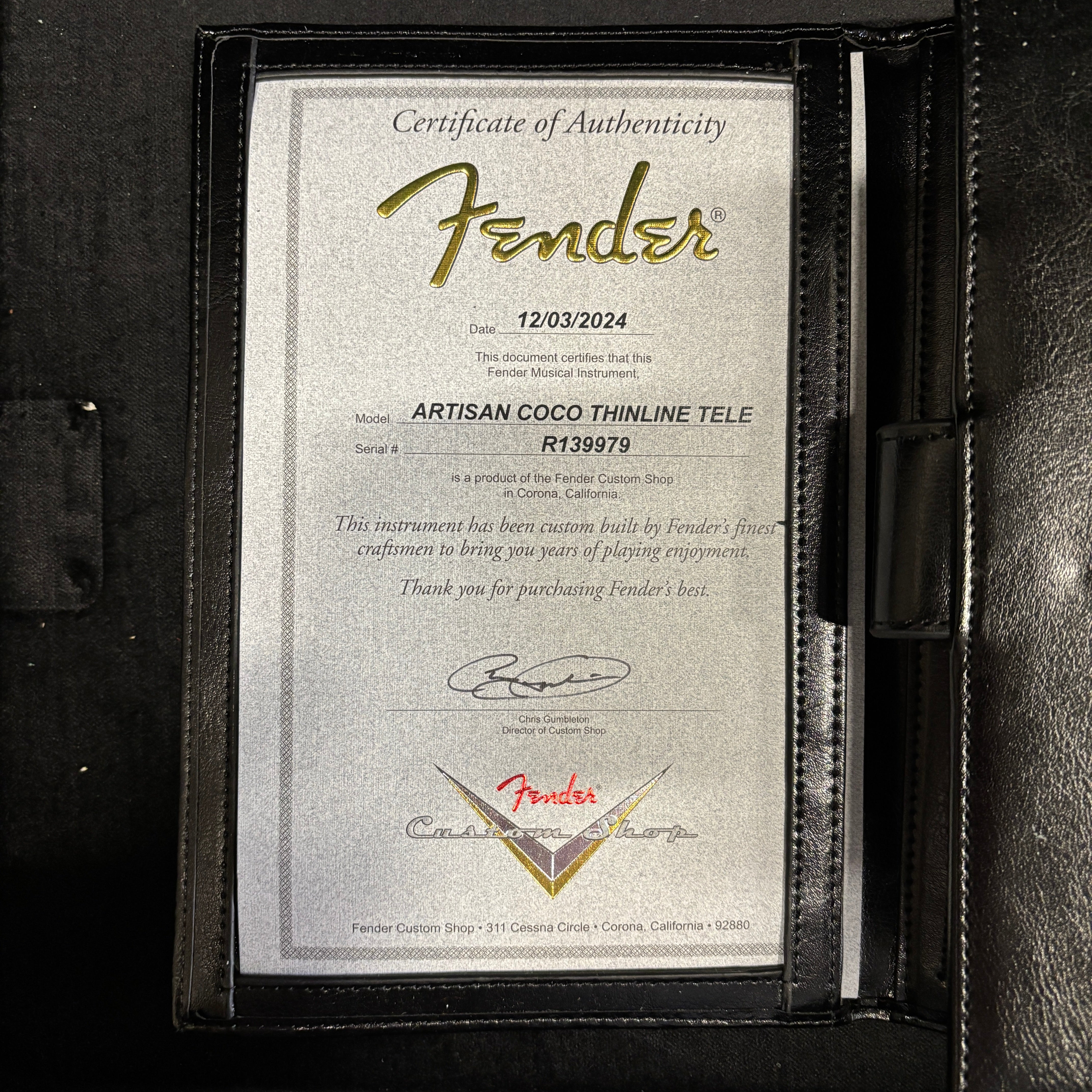 Fender Custom Shop Artisan Coco Thinline Telecaster electric guitar Aged Natural with Certificate of Authenticity