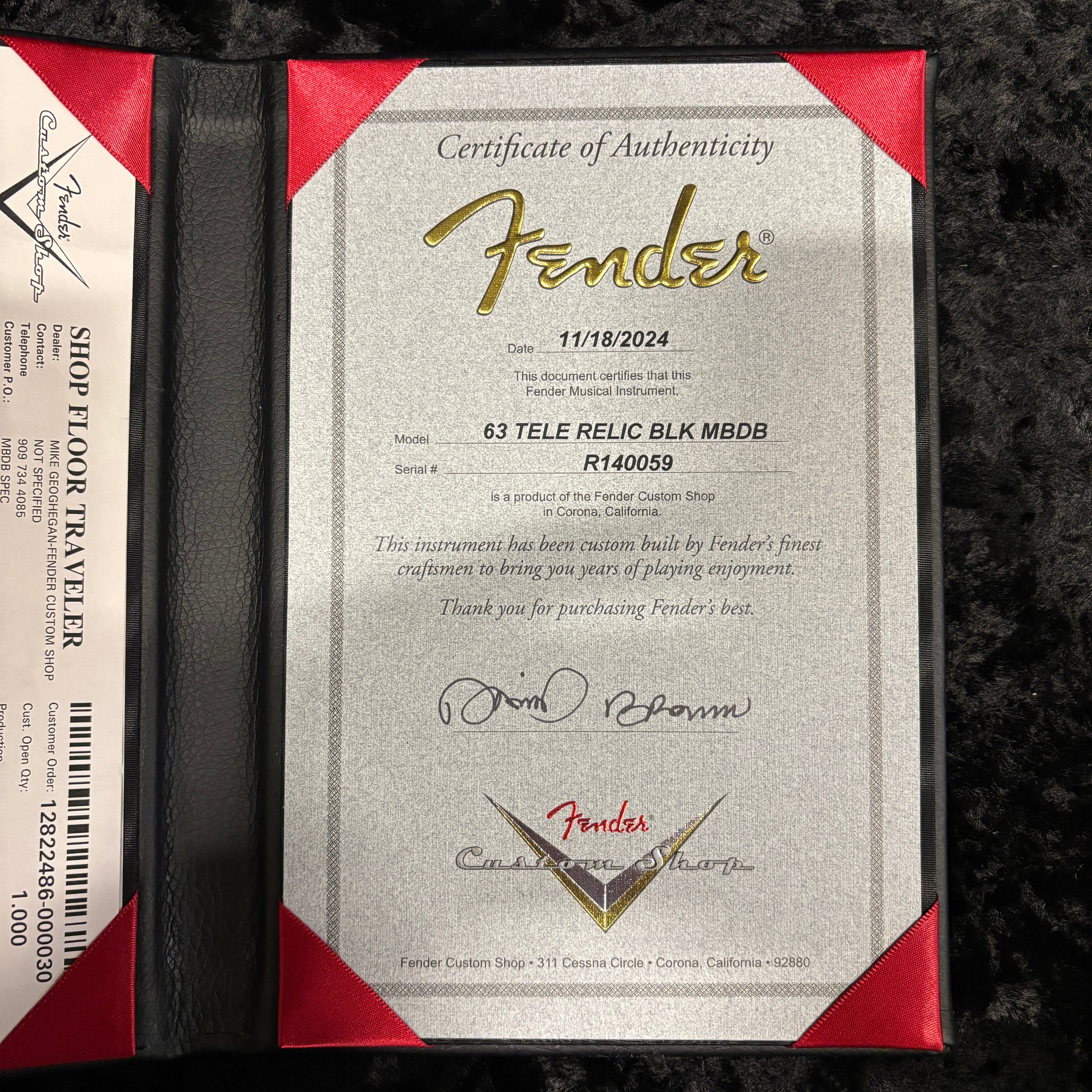Fender Custom Shop 1963 Telecaster Relic black electric guitar with Certificate of Authenticity