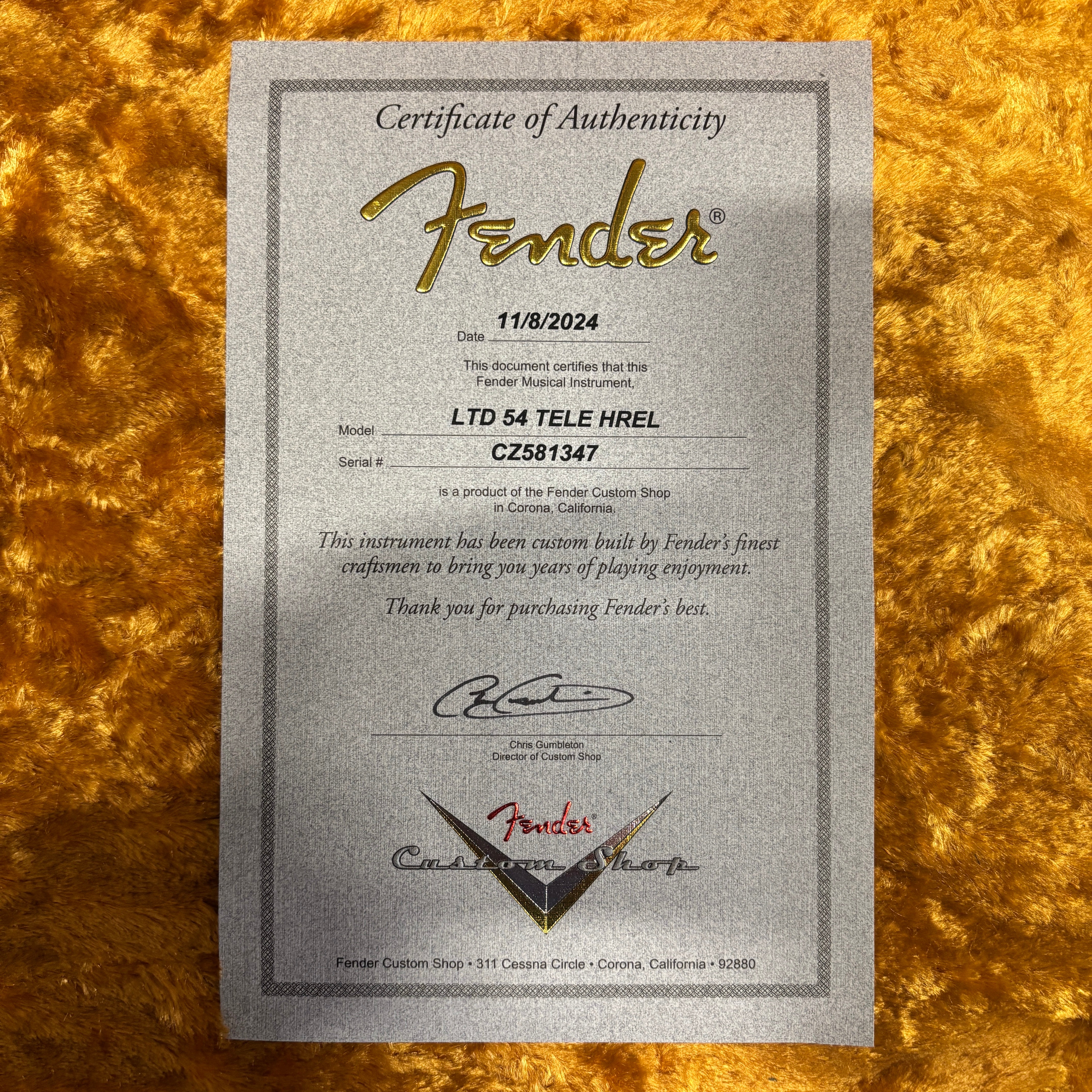 Fender Custom Shop 1954 Telecaster Heavy Relic electric guitar Natural Blonde with certificate of authenticity