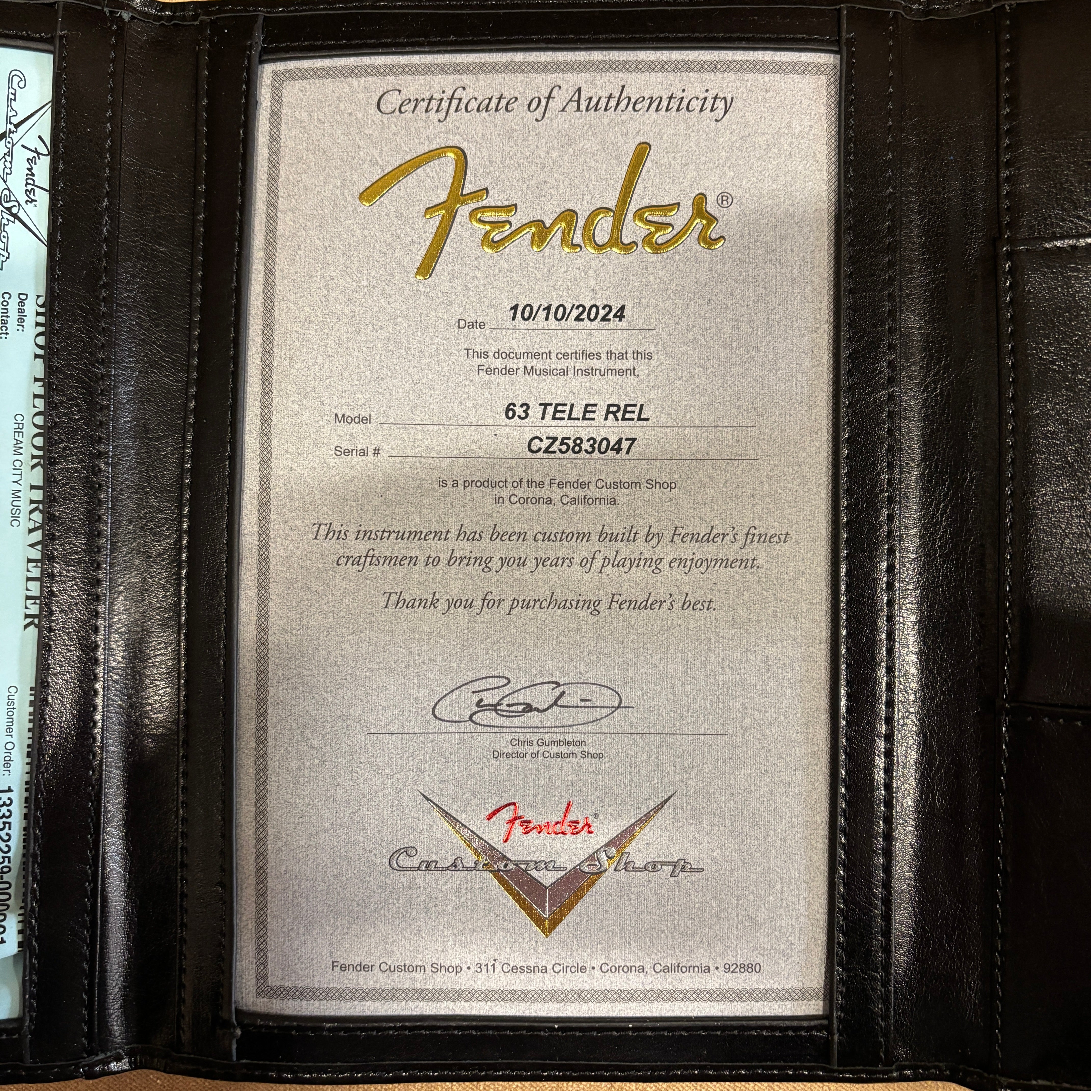 Fender Custom Shop 1963 Telecaster Relic electric guitar Fiesta Red with Certificate of Authenticity