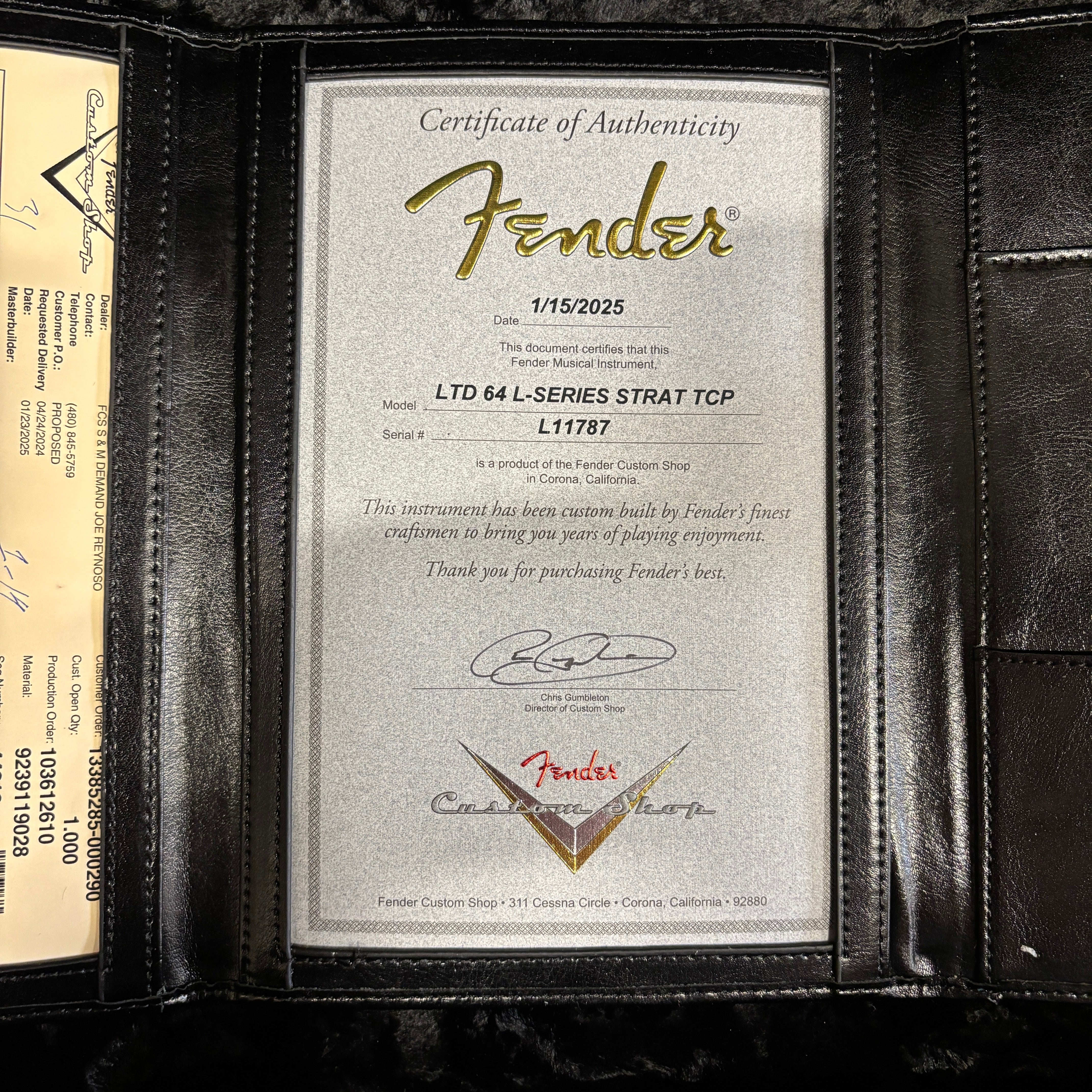 Fender Custom Shop Limited 64 L-Series Stratocaster electric guitar Lake Placid Blue with Certificate of Authenticity