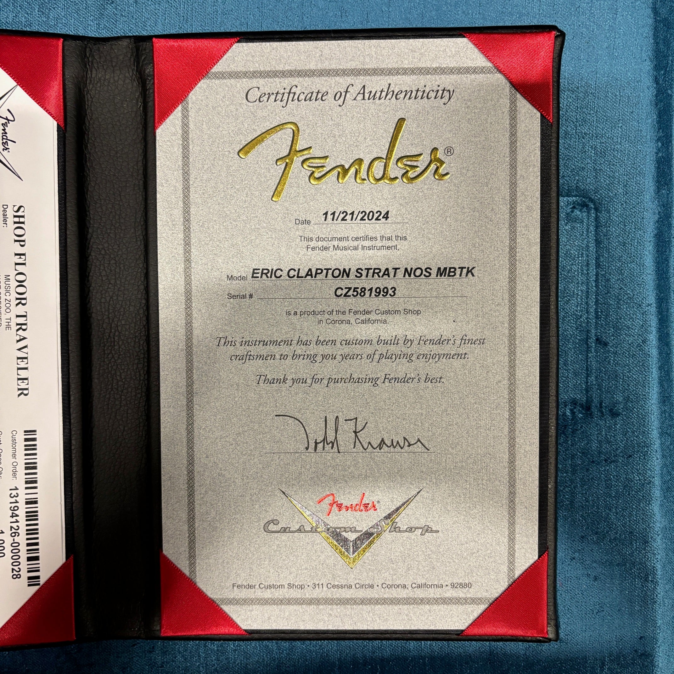 Fender Custom Shop Eric Clapton Stratocaster electric guitar Midnight Blue with Certificate of Authenticity