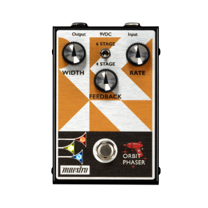 Maestro Orbit Phaser orange effects pedal with dual-stage feedback control and width adjustment knobs