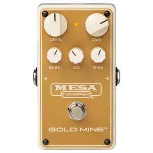 Mesa Boogie Gold Mine overdrive pedal gold finish with five control knobs