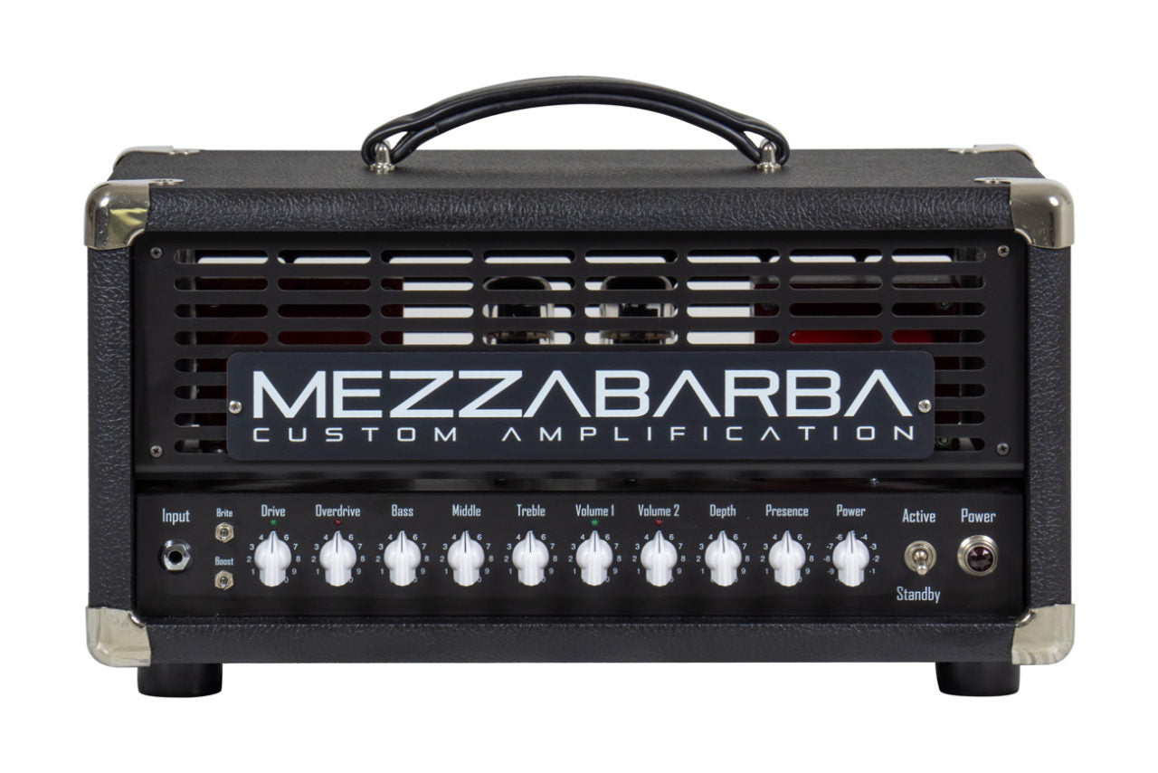 Mezzabarba Skill 30 Watt Head guitar amplifier with 11-position EQ controls and active/standby switch