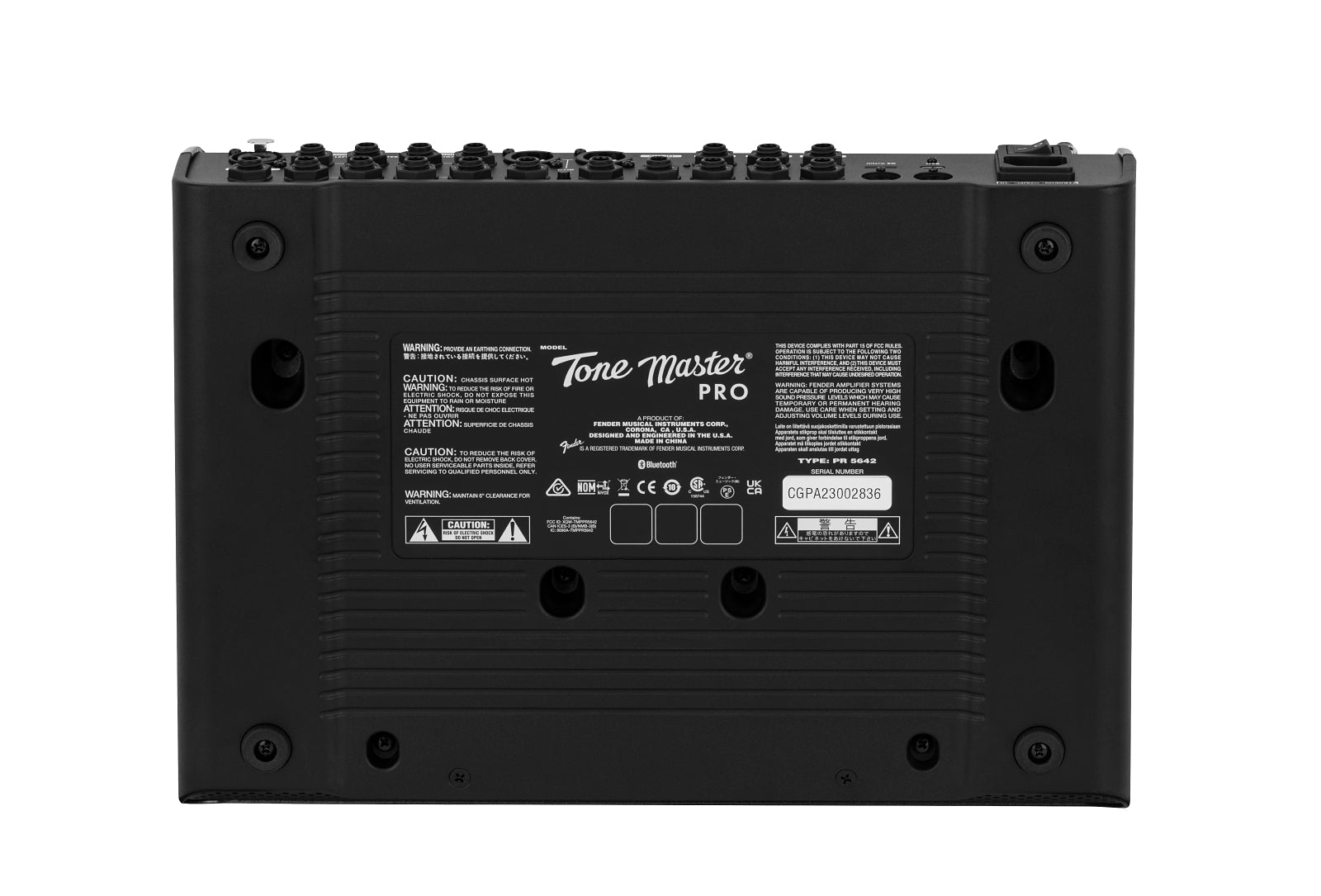 Fender Tone Master Pro amplifier black with multiple control knobs and Bluetooth connectivity