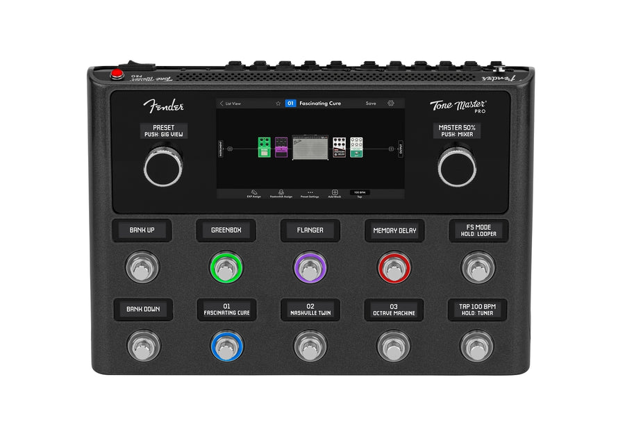 Fender Tone Master Pro multi-effects processor with dual footswitches and preset selection knobs
