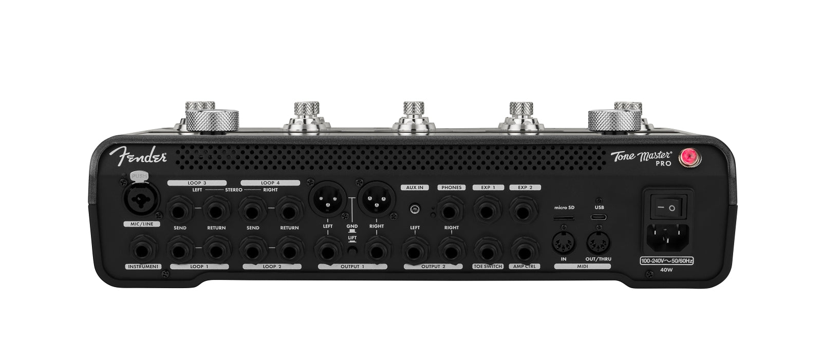 Fender Tone Master Pro multi-effects processor with dual footswitches and USB connectivity