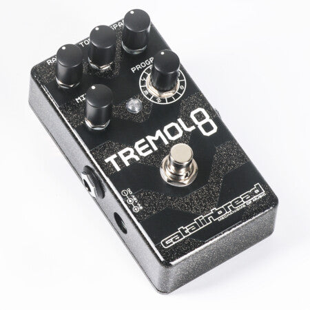 Catalinbread Tremolo8 tremolo pedal black sparkle finish with multiple control knobs