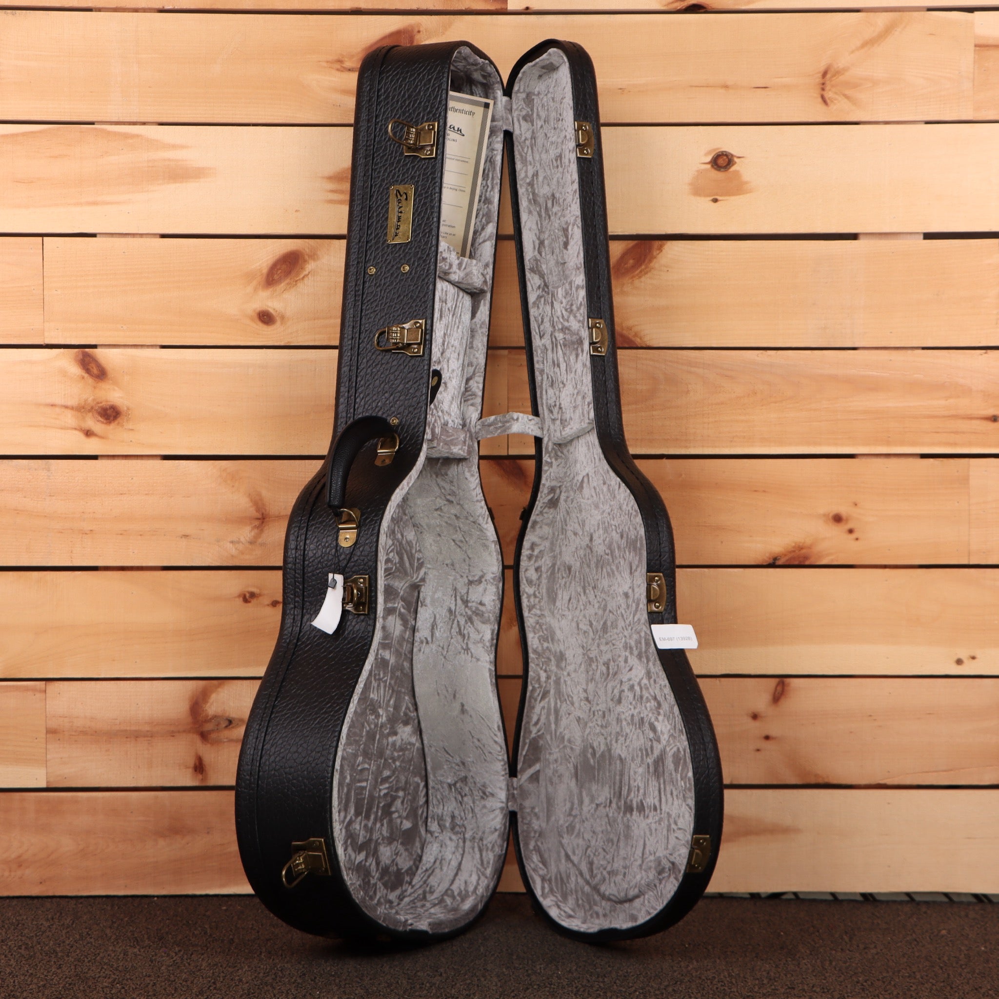 Eastman E20SSTC semi-hollow body electric guitar sunburst with gold hardware and gray velvet-lined case