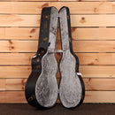 Eastman AC822CE natural acoustic guitar case with gray velvet interior and brass hardware