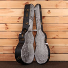 Eastman AC822CE natural acoustic guitar case with gray velvet interior and brass hardware
