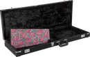 Fender x Wrangler Denim Case black guitar case with pink paisley interior lining
