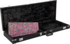 Fender x Wrangler Denim Case black guitar case with pink paisley interior lining