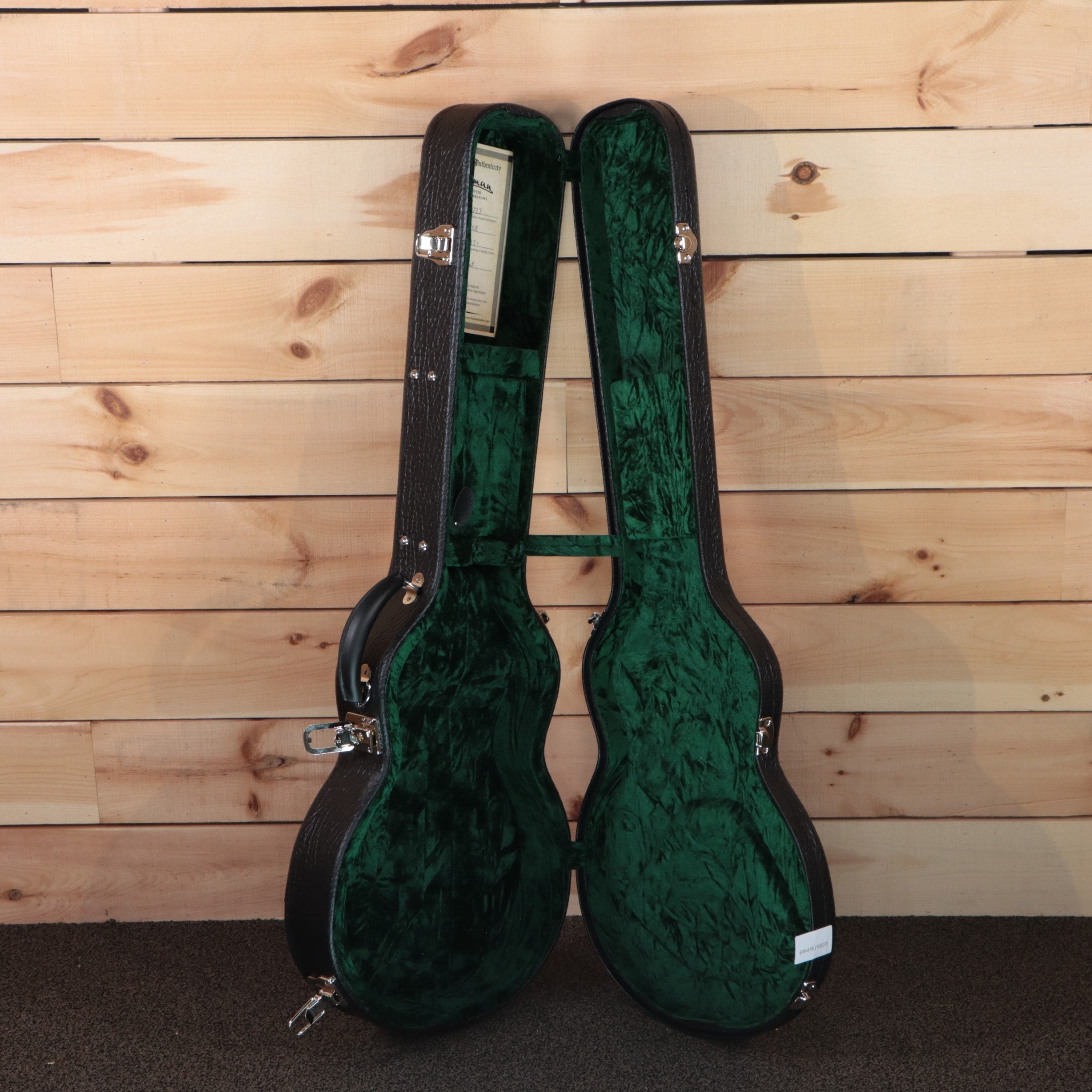 Eastman SB59 semi-hollow electric guitar sunburst with green velvet-lined case and gold hardware