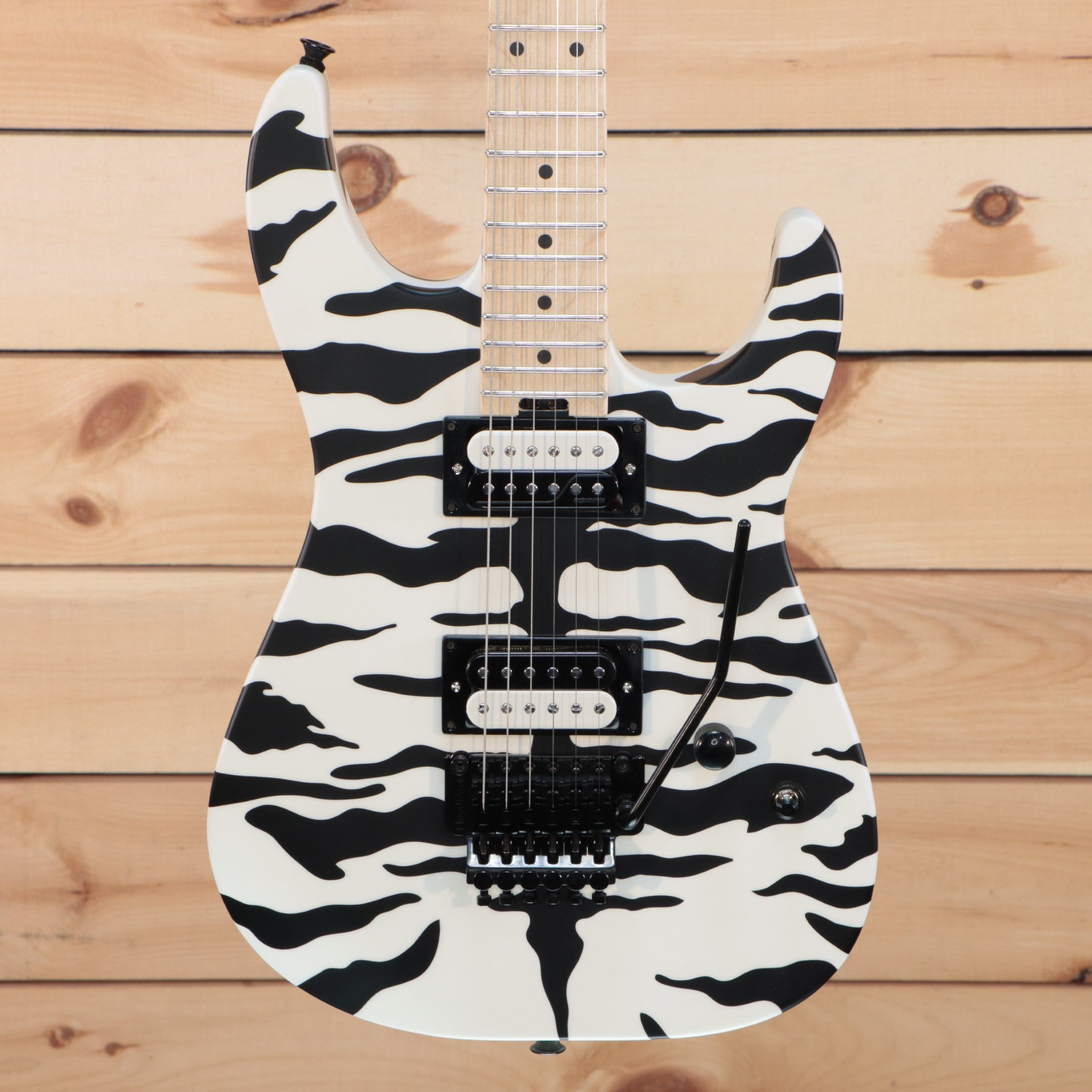 Charvel Satchel Signature Promod DK22 HH FR M electric guitar satin white bengal stripe with dual humbuckers
