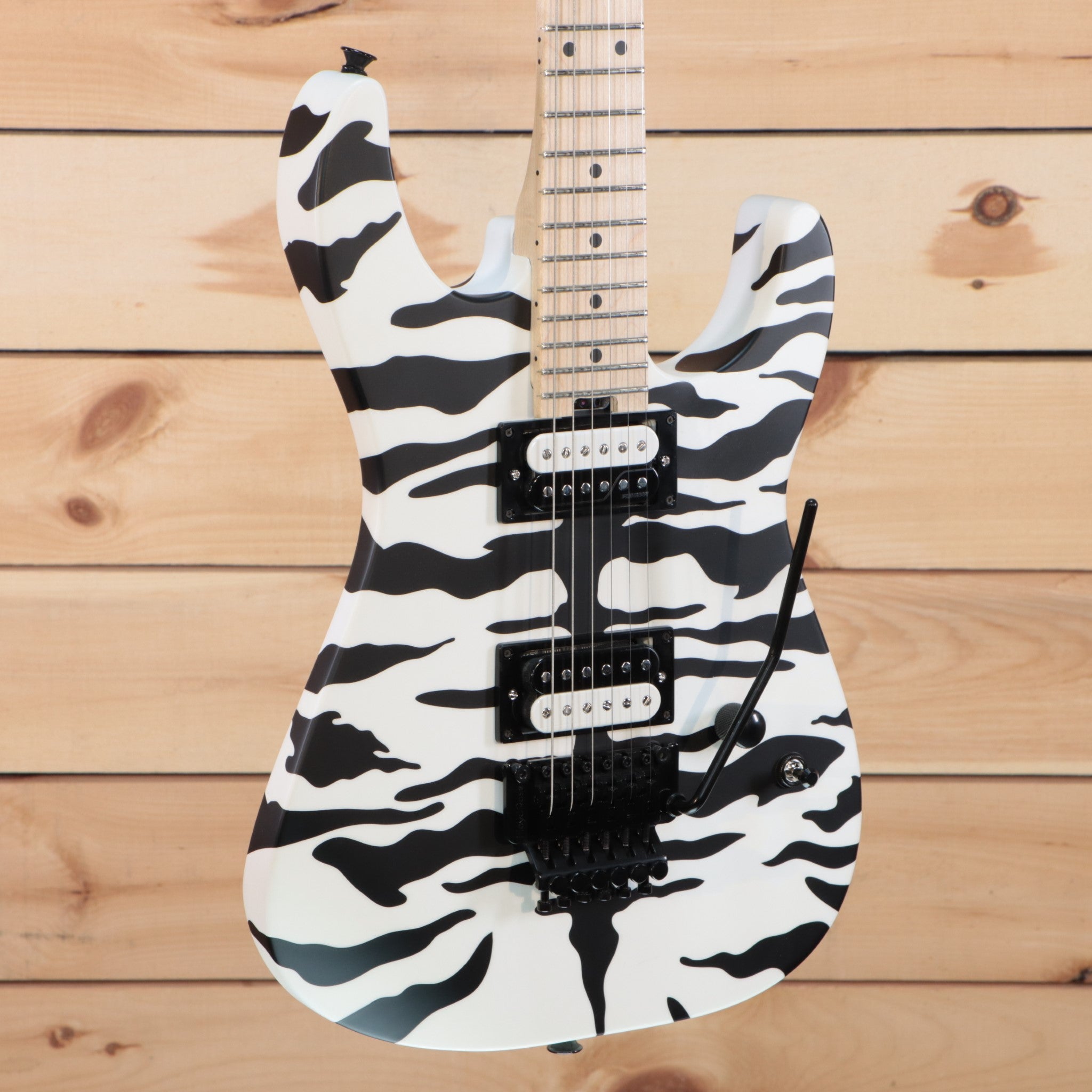Charvel Satchel Signature ProMod DK22 HH FR M electric guitar satin white bengal stripe with dual humbuckers