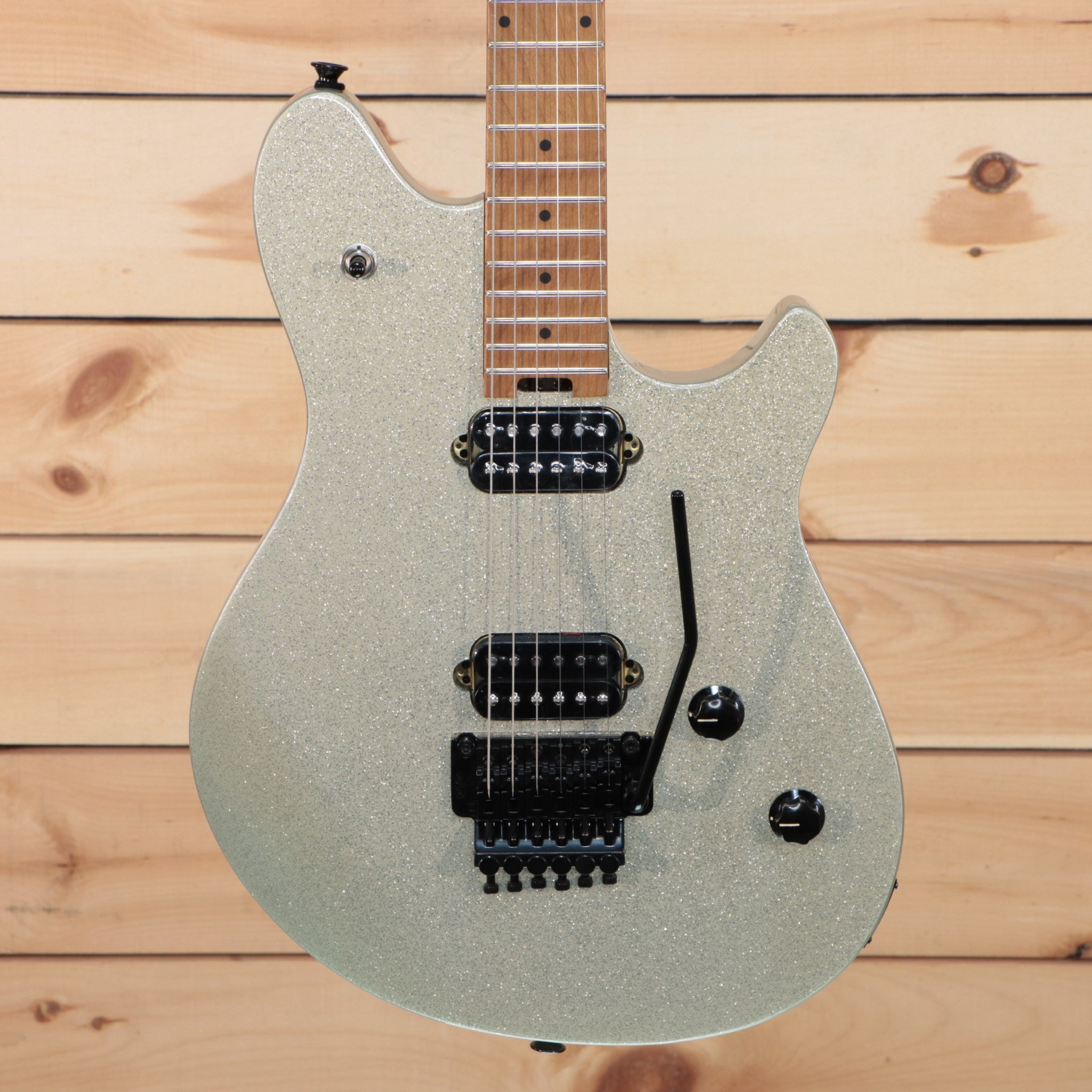 EVH Wolfgang WG Standard electric guitar Silver Sparkle finish with humbucker pickups and Floyd Rose tremolo