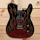 Fender James Burton Telecaster electric guitar red paisley flames with ornate inlay design and single-coil pickups