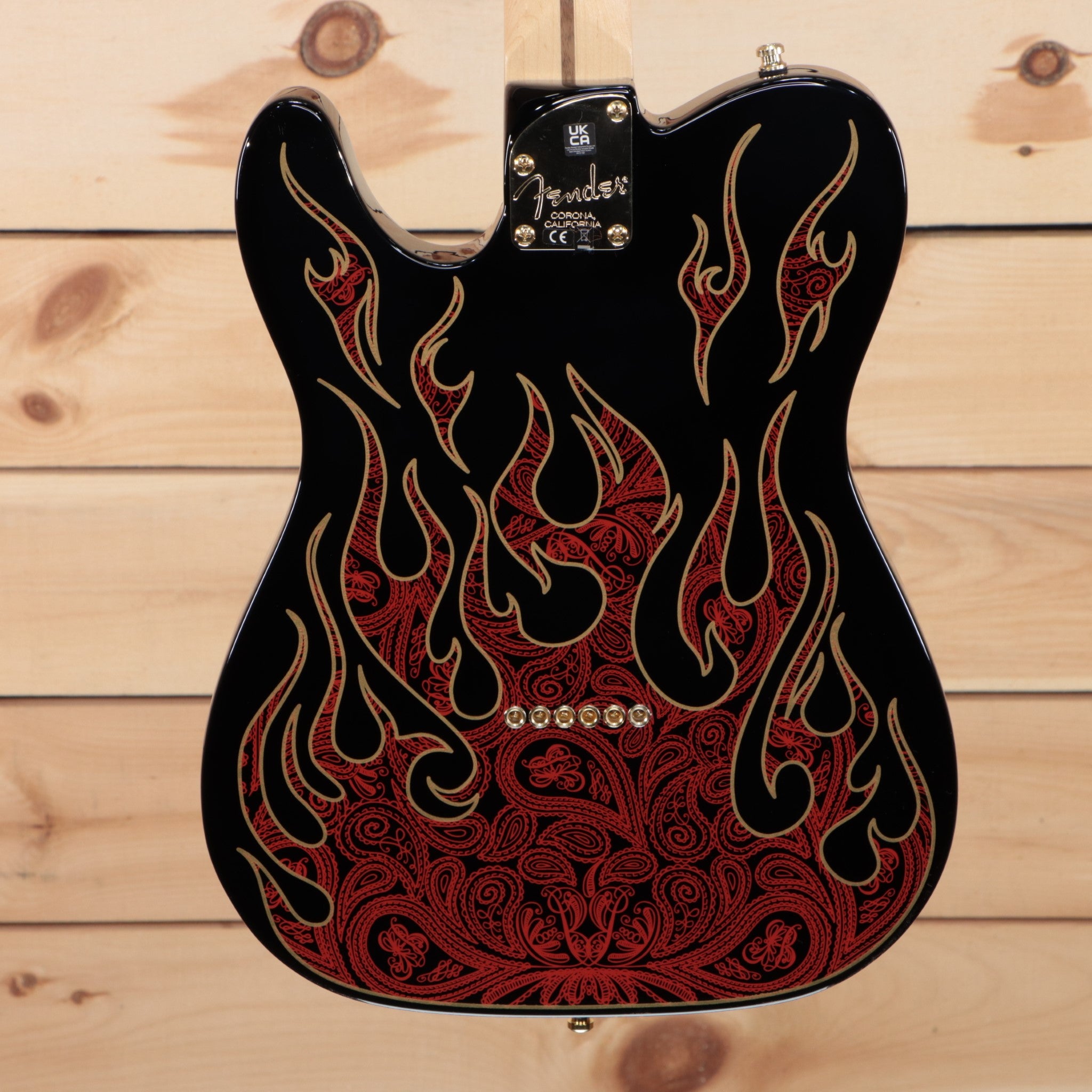 Fender James Burton Telecaster electric guitar red paisley flames with ornate body design