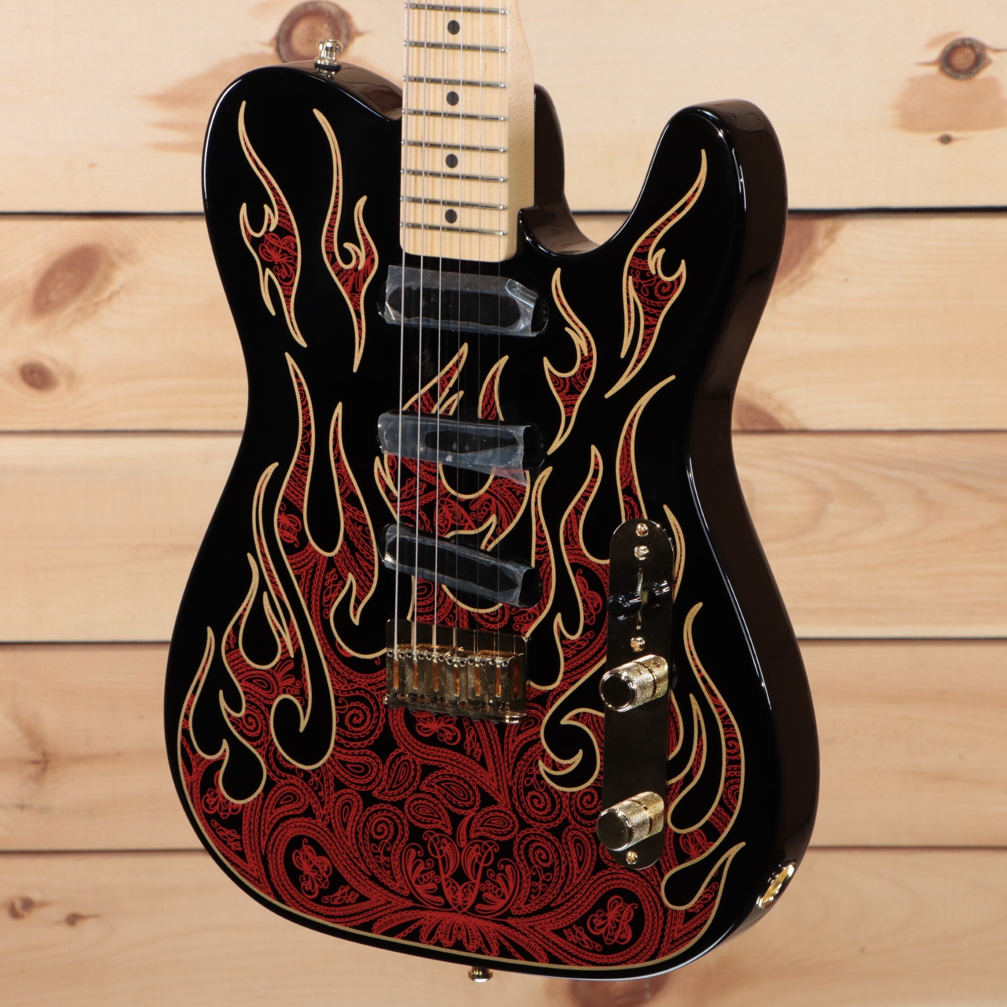 Fender James Burton Telecaster electric guitar red paisley flames with maple neck