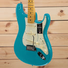 Fender American Professional II Stratocaster electric guitar Miami Blue with maple neck and single-coil pickups