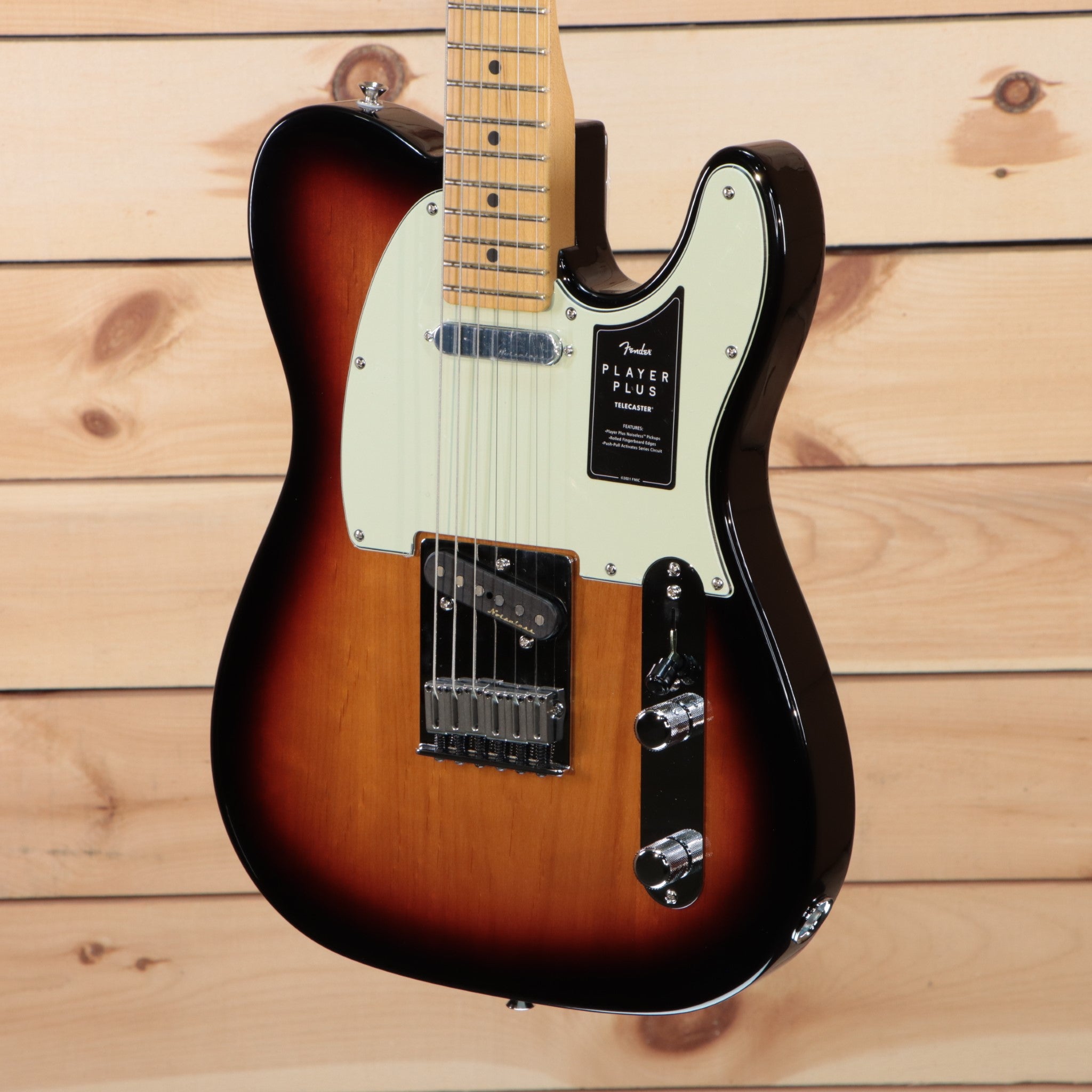 Fender Player Plus Telecaster electric guitar 3-Color Sunburst with maple neck and single-coil pickups