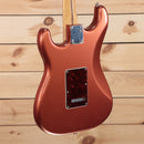 Fender Player Plus Stratocaster electric guitar Aged Candy Apple Red with dark tortoiseshell pickguard