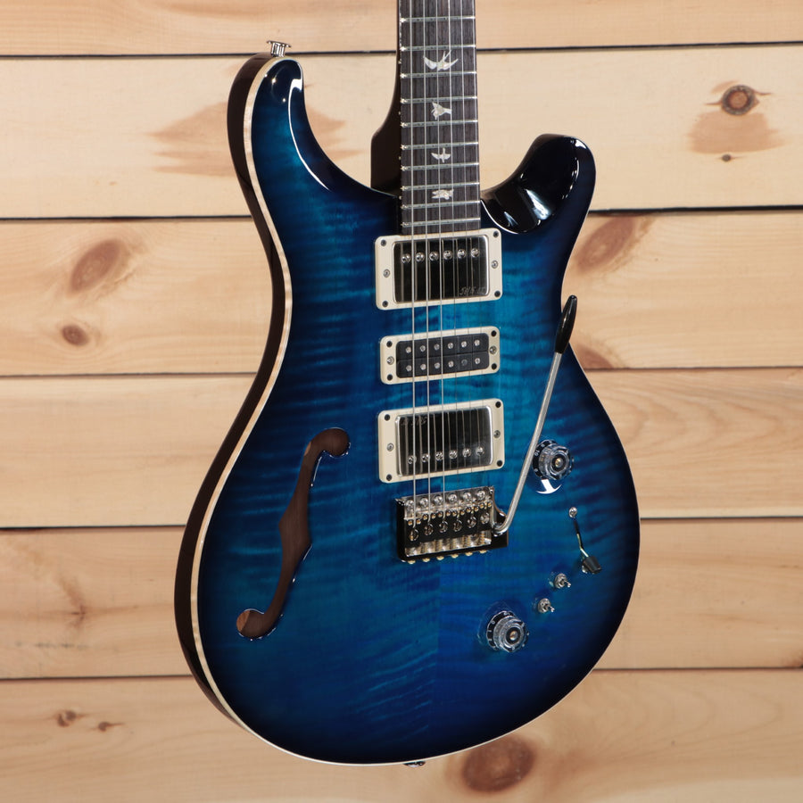 Paul Reed Smith Special semi-hollow electric guitar aquamarine black burst with three humbuckers and f-holes