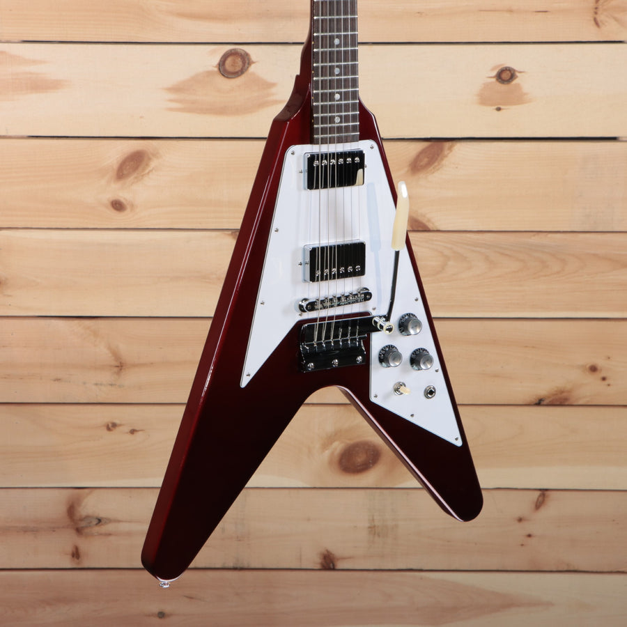 Gibson 1967 Flying V electric guitar Sparkling Burgundy with white pickguard and dual humbuckers