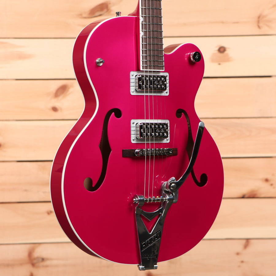 Gretsch G6120THR Brian Setzer Signature Hot Rod semi-hollow electric guitar Candy Magenta with dual humbuckers