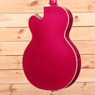 Gretsch G6120THR Brian Setzer Signature Hot Rod semi-hollow body electric guitar Candy Magenta with white binding
