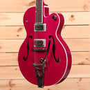 Gretsch G6120THR Brian Setzer Signature Hot Rod semi-hollowbody electric guitar Candy Magenta with f-holes and dual humbuckers