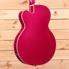 Gretsch G6120THR Brian Setzer Signature hollowbody electric guitar Candy Magenta with white binding