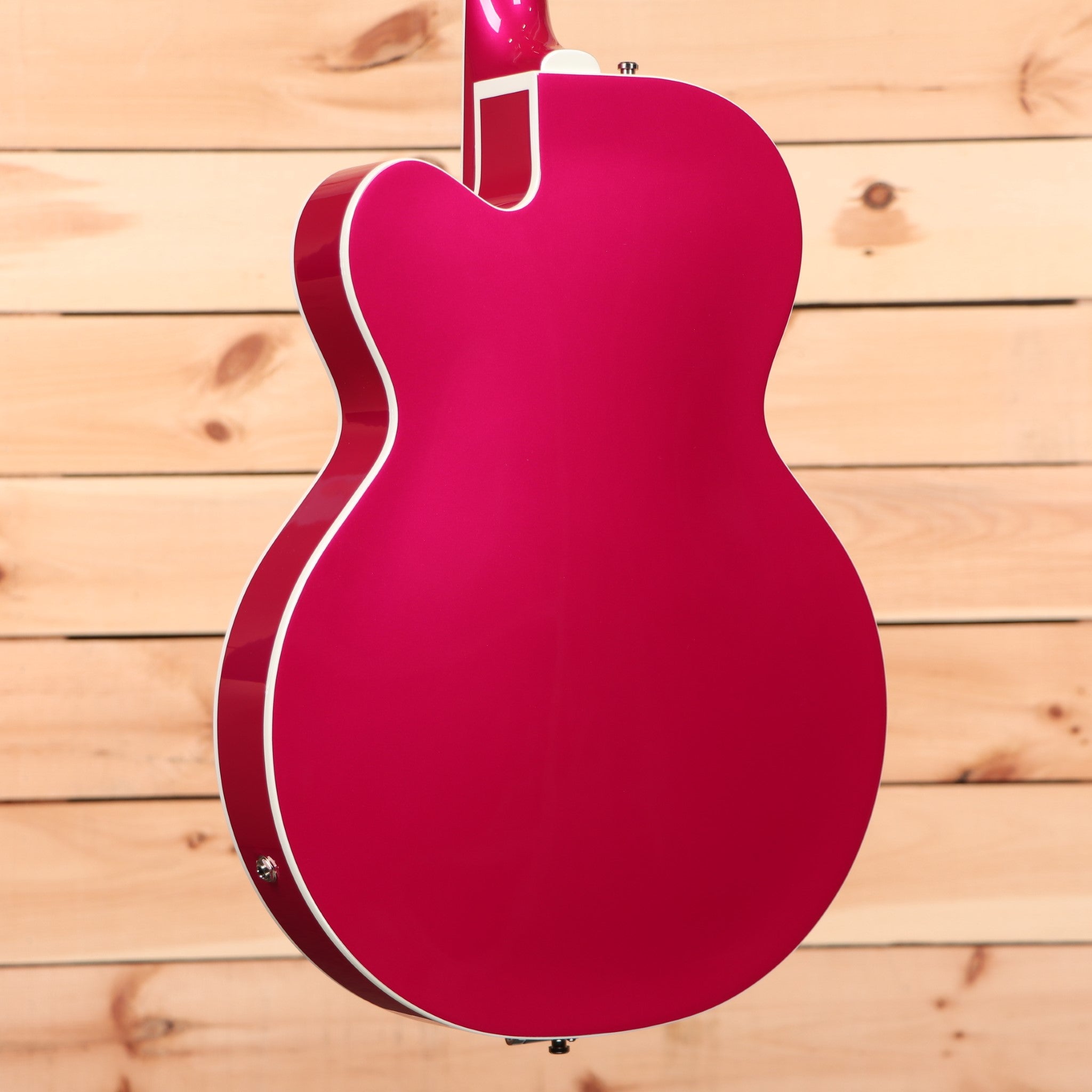 Gretsch G6120THR Brian Setzer Signature hollowbody electric guitar Candy Magenta with white binding
