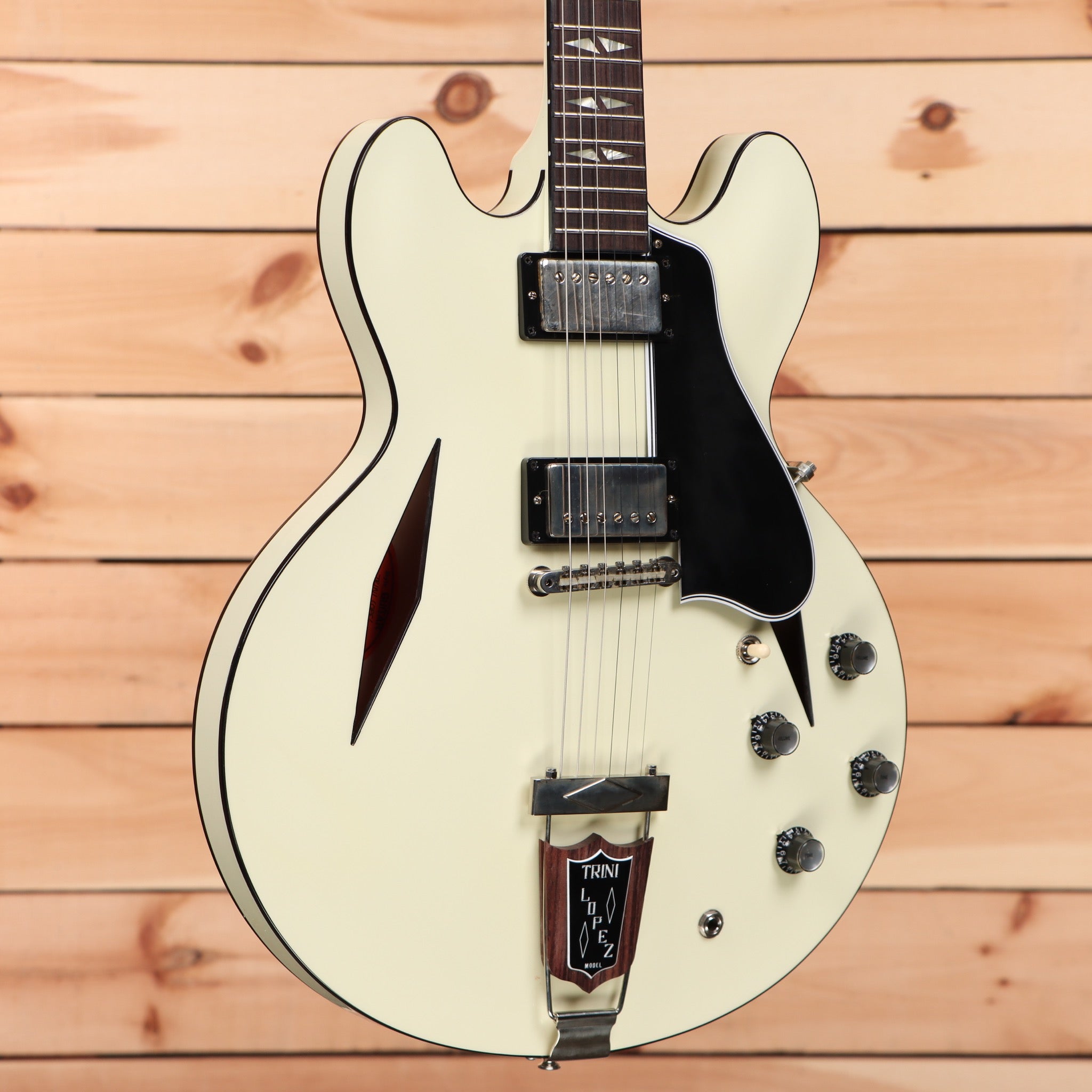 Gibson 1964 Trini Lopez semi-hollow electric guitar Classic White with dual humbuckers and f-holes