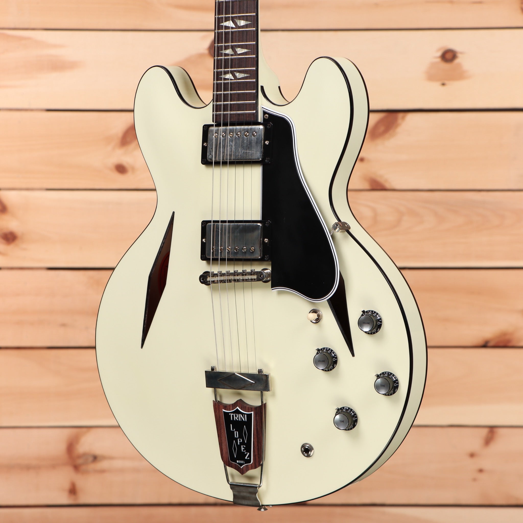 Gibson 1964 Trini Lopez semi-hollow electric guitar Classic White with dual humbuckers and f-holes