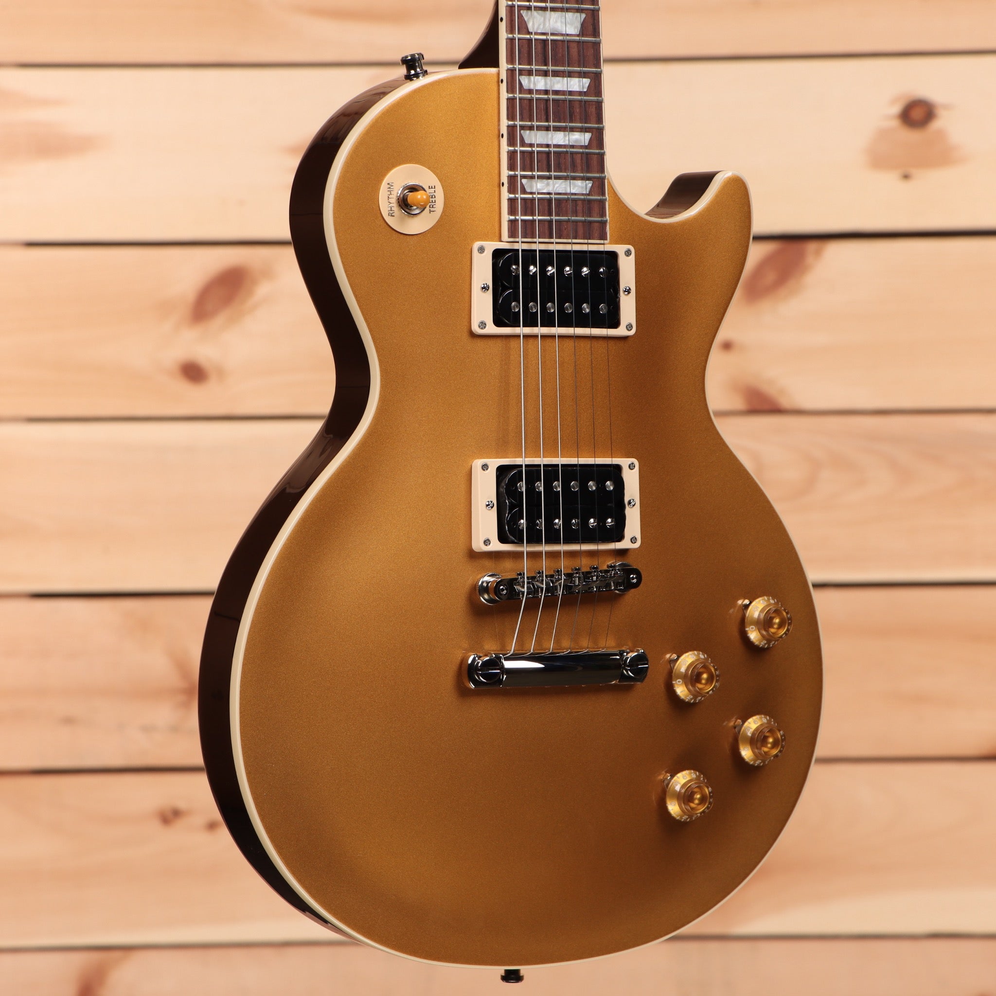 Gibson Slash Victoria Les Paul Standard electric guitar Goldtop with dual humbucker pickups and gold hardware