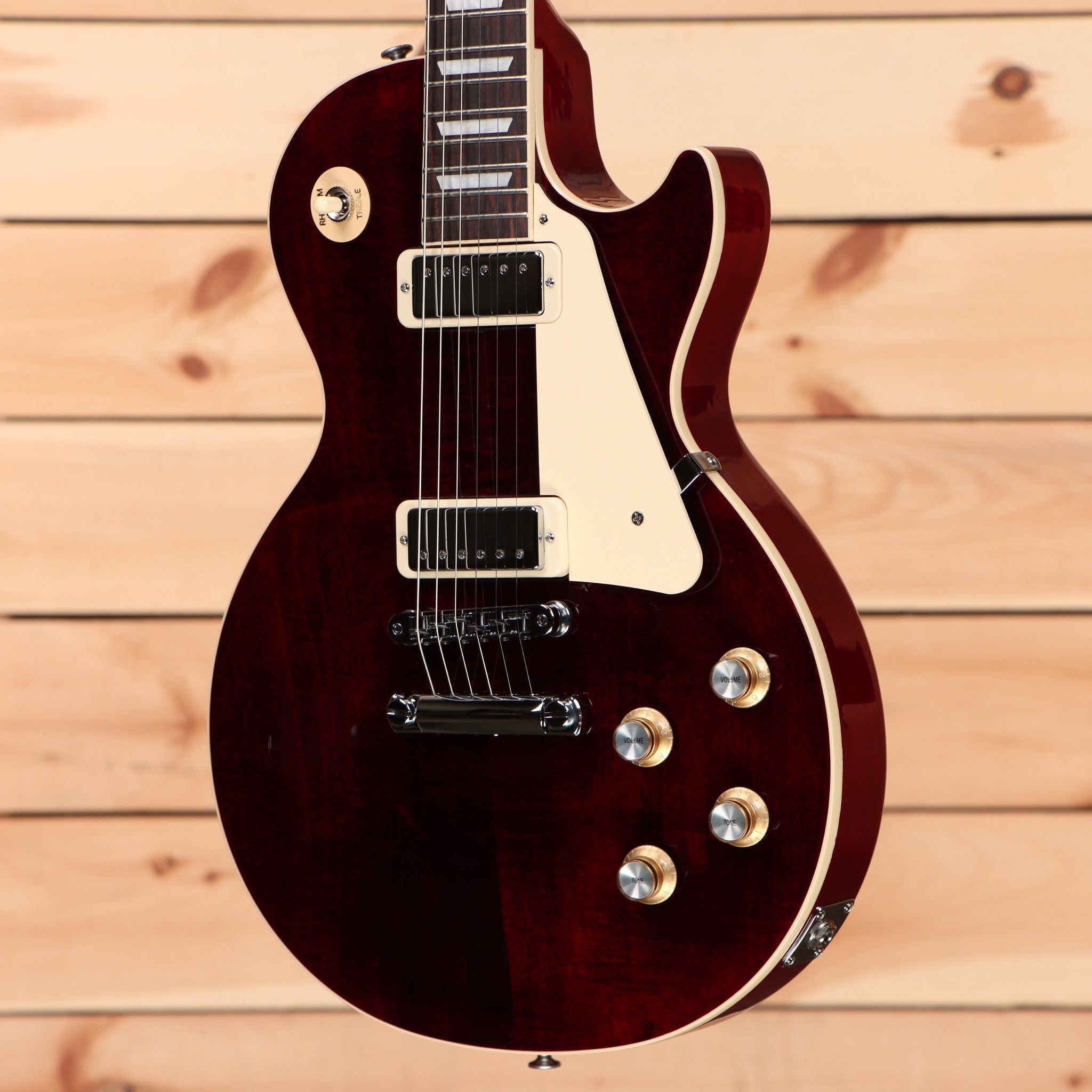 Gibson Les Paul 70s Deluxe wine red electric guitar with dual humbuckers and cream binding
