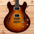 Eastman T185MX semi-hollow electric guitar Goldburst with dual humbucker pickups and f-holes