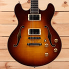 Eastman T185MX semi-hollow electric guitar Goldburst with dual humbucker pickups and f-holes