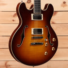 Eastman T185MX semi-hollow electric guitar Goldburst with dual humbucker pickups and f-holes