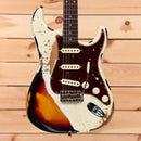 Fender Custom Shop Limited Roasted 1960 Stratocaster electric guitar Super Heavy Relic Aged Olympic White over 3-Color Sunburst with single-coil pickups