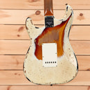 Fender Custom Shop Limited Roasted 1960 Stratocaster electric guitar Olympic White over 3-Color Sunburst heavy relic with single-coil pickups