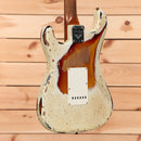 Fender Custom Shop Limited Roasted 1960 Stratocaster electric guitar Olympic White over 3-Color Sunburst super heavy relic with single-coil pickups