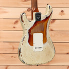Fender Custom Shop Limited Roasted 1960 Stratocaster electric guitar Olympic White over 3-Color Sunburst super heavy relic with single-coil pickups