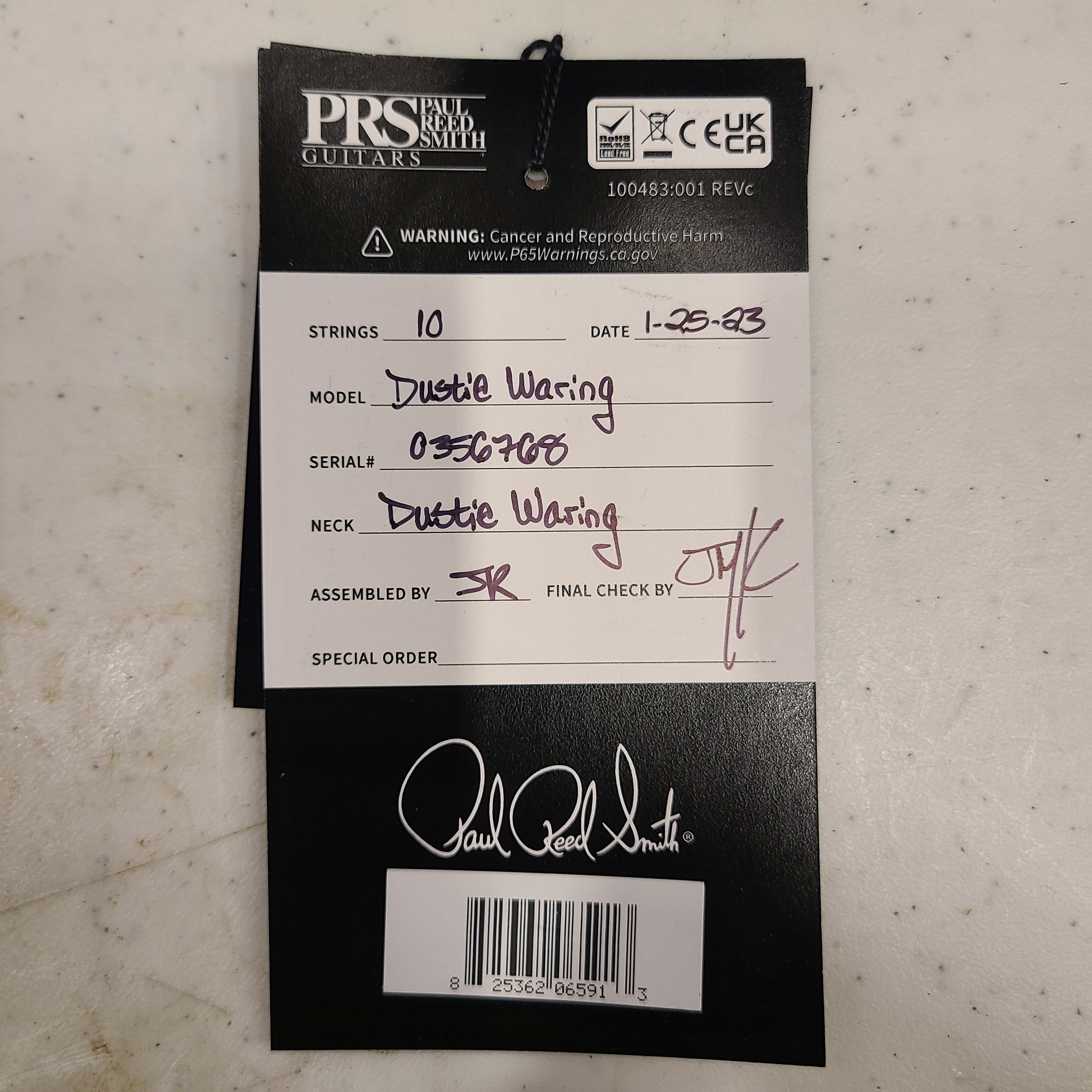 Paul Reed Smith Custom 24 Floyd electric guitar faded grey black satin with dustie waring neck and 10-string configuration