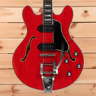 Eastman T64VRD semi-hollow electric guitar antique red with f-holes and bigsby tremolo bridge
