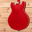 Eastman T64VRD semi-hollow electric guitar antique red with f-holes and cream binding