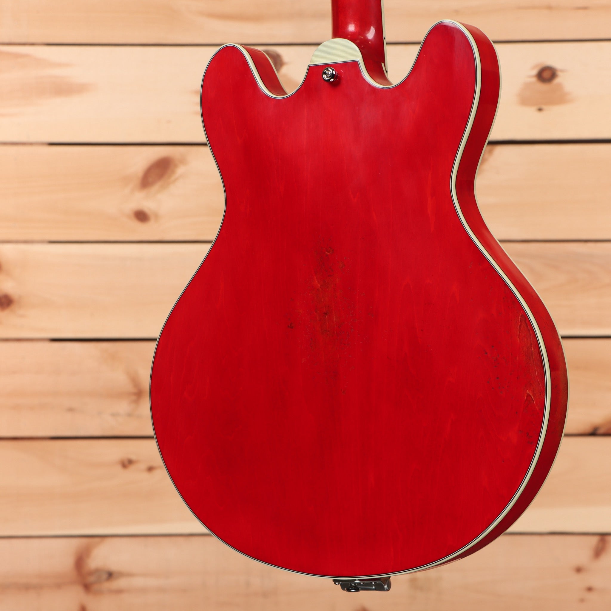 Eastman T64VRD semi-hollow electric guitar antique red with f-holes and cream binding